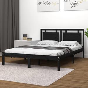 VidaXL Bedframe massief hout zwart 120x190 cm