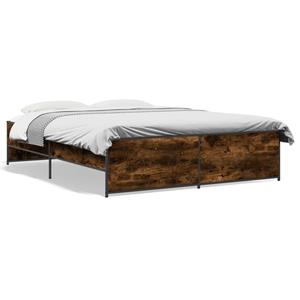 VidaXL Bedframe bewerkt hout metaal gerookt eikenkleurig 160x200 cm