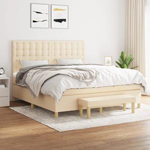 VidaXL Boxspring met matras stof crèmekleurig 160x200 cm