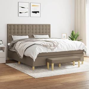 VidaXL Boxspring met matras stof taupe 180x200 cm