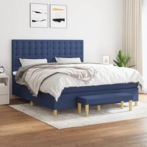 VidaXL Boxspring met matras stof blauw 180x200 cm