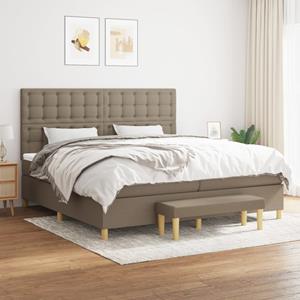 VidaXL Boxspring met matras stof taupe 200x200 cm