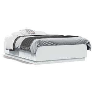 VidaXL Bedframe met LED-verlichting bewerkt hout wit 140x190 cm