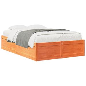 VidaXL Bedframe massief grenenhout wasbruin 135x190 cm