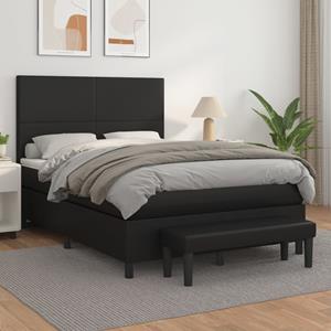 VidaXL Boxspring met matras kunstleer zwart 140x190 cm