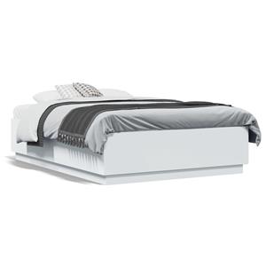 VidaXL Bedframe met LED-verlichting bewerkt hout wit 135x190 cm