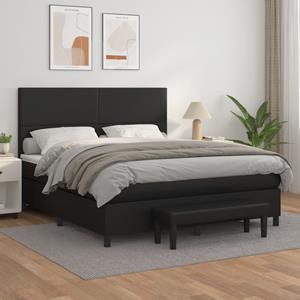 VidaXL Boxspring met matras kunstleer zwart 160x200 cm