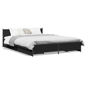 VidaXL Bedframe met lades bewerkt hout zwart 150x200 cm