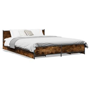 VidaXL Bedframe met lades bewerkt hout gerookt eikenkleurig 150x200 cm