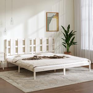 VidaXL Bedframe massief grenenhout wit 200x200 cm