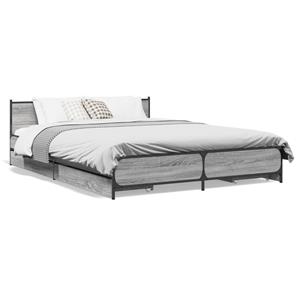 VidaXL Bedframe met lades bewerkt hout grijs sonoma eiken 135x190 cm