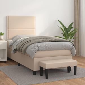 VidaXL Boxspring met matras kunstleer cappuccinokleurig 80x200 cm