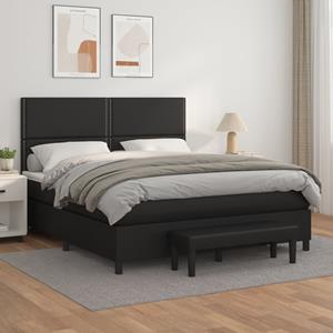 VidaXL Boxspring met matras kunstleer zwart 160x200 cm