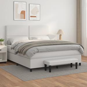 VidaXL Boxspring met matras kunstleer wit 160x200 cm