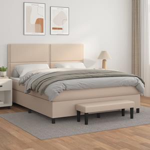 VidaXL Boxspring met matras kunstleer cappuccinokleurig 160x200 cm