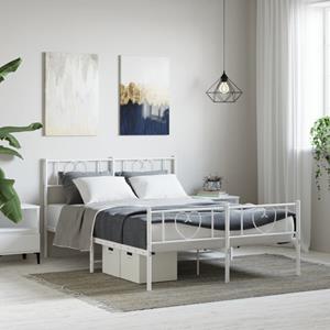 VidaXL Bedframe met hoofd- en voeteneinde metaal wit 120x200 cm