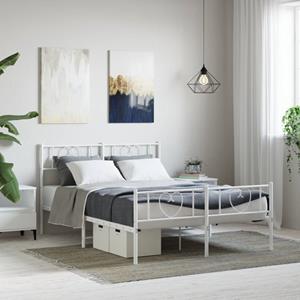 VidaXL Bedframe met hoofd- en voeteneinde metaal wit 135x190 cm