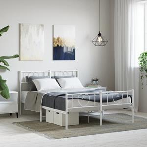 VidaXL Bedframe met hoofd- en voeteneinde metaal wit 140x190 cm