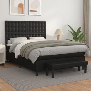 VidaXL Boxspring met matras kunstleer zwart 140x190 cm