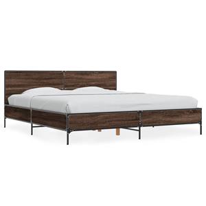 VidaXL Bedframe bewerkt hout metaal bruin eikenkleur 180x200 cm