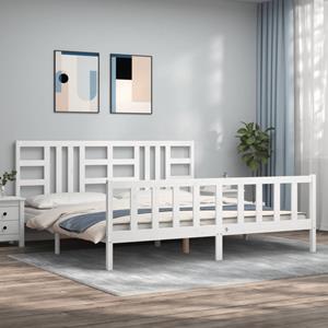 VidaXL Bedframe met hoofdbord massief hout wit 200x200 cm