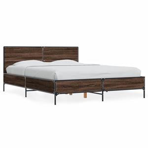 VidaXL Bedframe bewerkt hout metaal bruin eikenkleur 120x190 cm