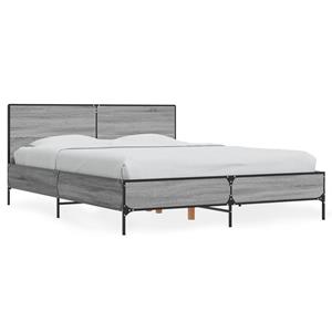 VidaXL Bedframe bewerkt hout metaal grijs sonoma eiken 135x190 cm