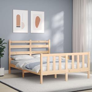 VidaXL Bedframe met hoofdbord massief hout 140x190 cm