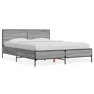 VidaXL Bedframe bewerkt hout metaal grijs sonoma eiken 140x190 cm