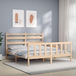 VidaXL Bedframe met hoofdbord massief hout 160x200 cm