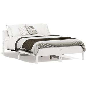 VidaXL Bedframe met hoofdbord massief grenenhout wit 140x190 cm