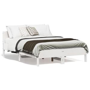 VidaXL Bedframe met hoofdbord massief grenenhout wit 135x190 cm