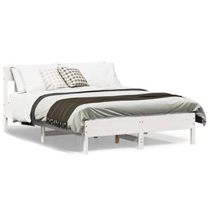 VidaXL Bedframe met hoofdbord massief grenenhout wit 150x200 cm