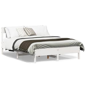 VidaXL Bedframe met hoofdbord massief grenenhout wit 140x200 cm