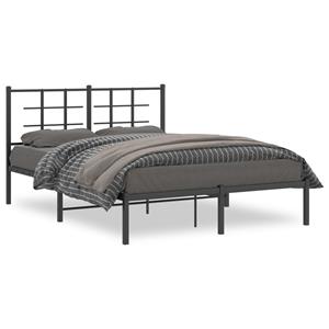 VidaXL Bedframe met hoofdbord metaal zwart 135x190 cm