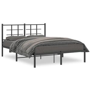 VidaXL Bedframe met hoofdbord metaal zwart 140x190 cm