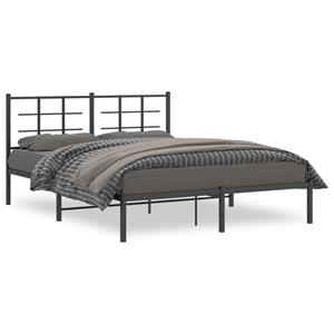 VidaXL Bedframe met hoofdbord metaal zwart 150x200 cm