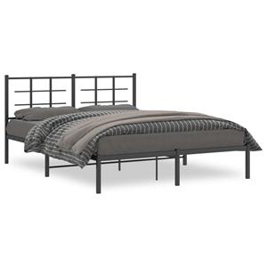 VidaXL Bedframe met hoofdbord metaal zwart 160x200 cm