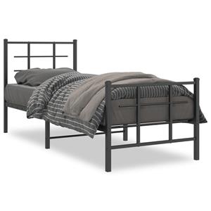 VidaXL Bedframe met hoofd- en voeteneinde metaal zwart 80x200 cm