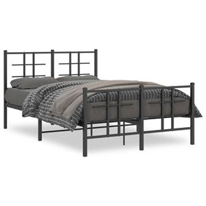 VidaXL Bedframe met hoofd- en voeteneinde metaal zwart 120x190 cm