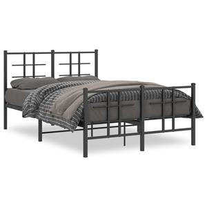 VidaXL Bedframe met hoofd- en voeteneinde metaal zwart 120x200 cm