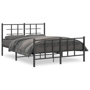 VidaXL Bedframe met hoofd- en voeteneinde metaal zwart 135x190 cm