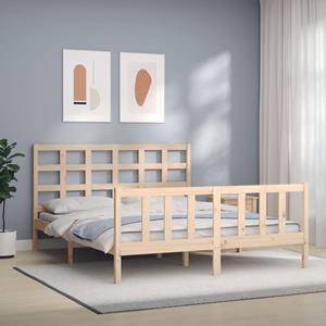 VidaXL Bedframe met hoofdbord massief hout 160x200 cm