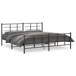 VidaXL Bedframe met hoofd- en voeteneinde metaal zwart 200x200 cm