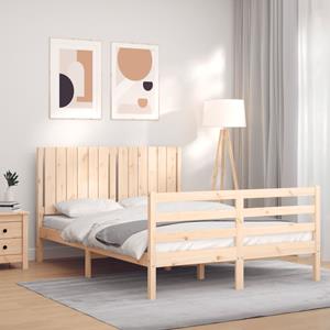 VidaXL Bedframe met hoofdbord massief hout 140x190 cm