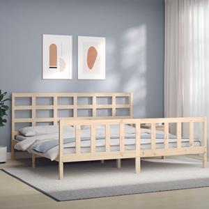 VidaXL Bedframe met hoofdbord massief hout 180x200 cm