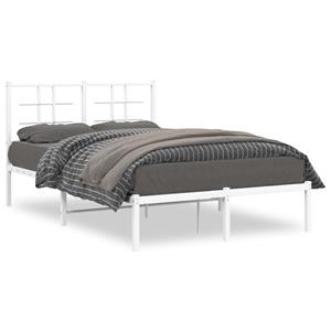 VidaXL Bedframe met hoofdbord metaal wit 120x190 cm