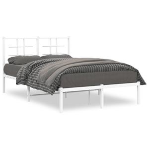 VidaXL Bedframe met hoofdbord metaal wit 120x200 cm