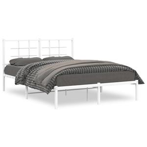 VidaXL Bedframe met hoofdbord metaal wit 140x190 cm