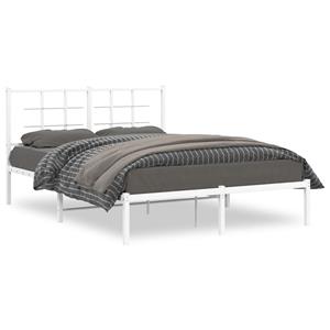 VidaXL Bedframe met hoofdbord metaal wit 140x200 cm